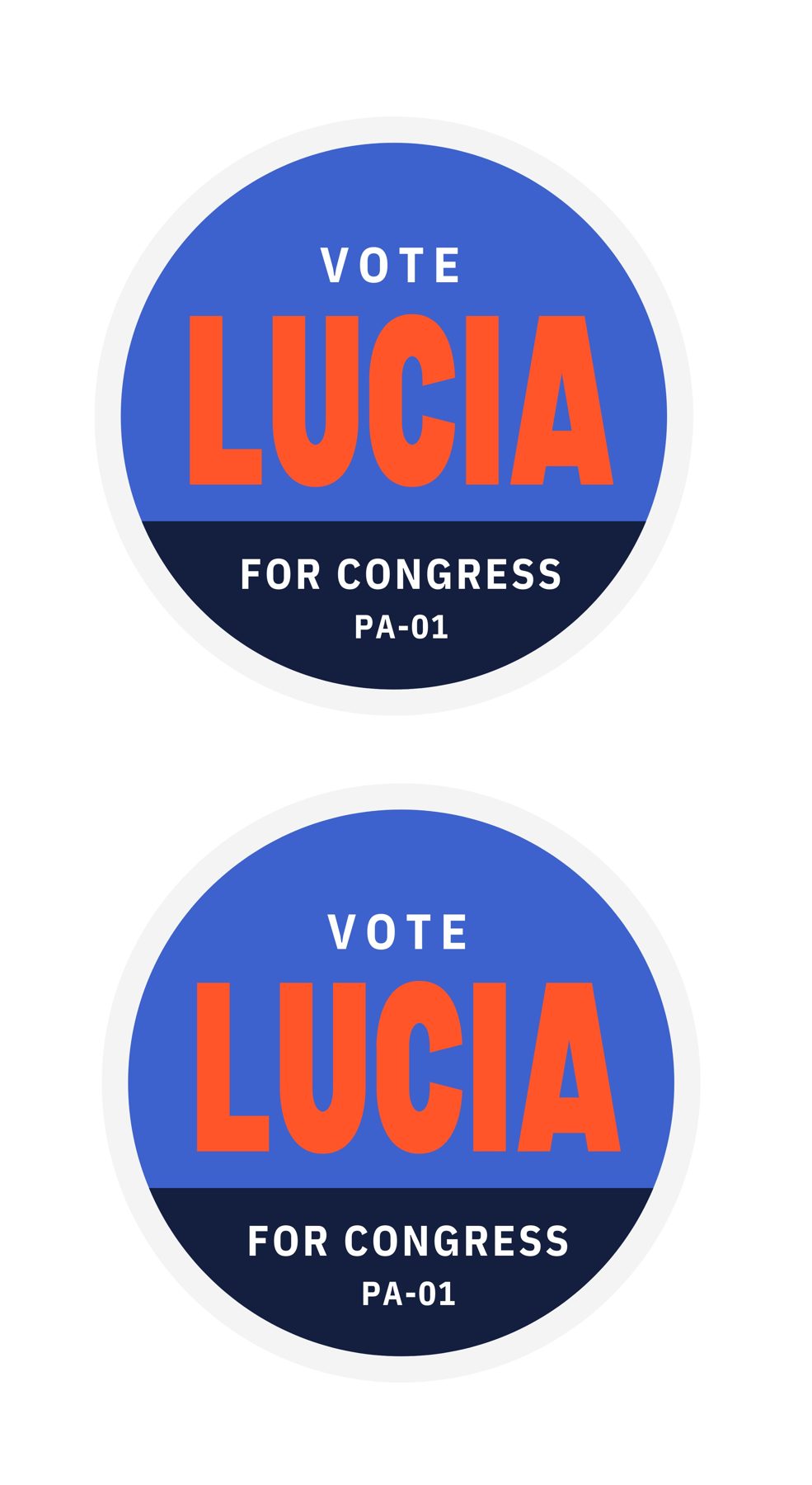Vote Lucia round campaign stickers