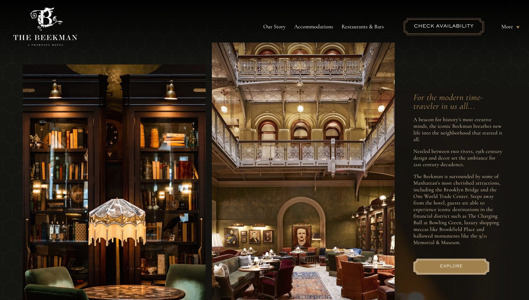 The Beekman NYC website spread
