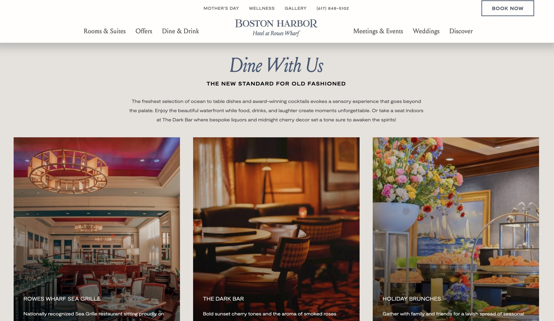 Boston Harbor Hotel website copy