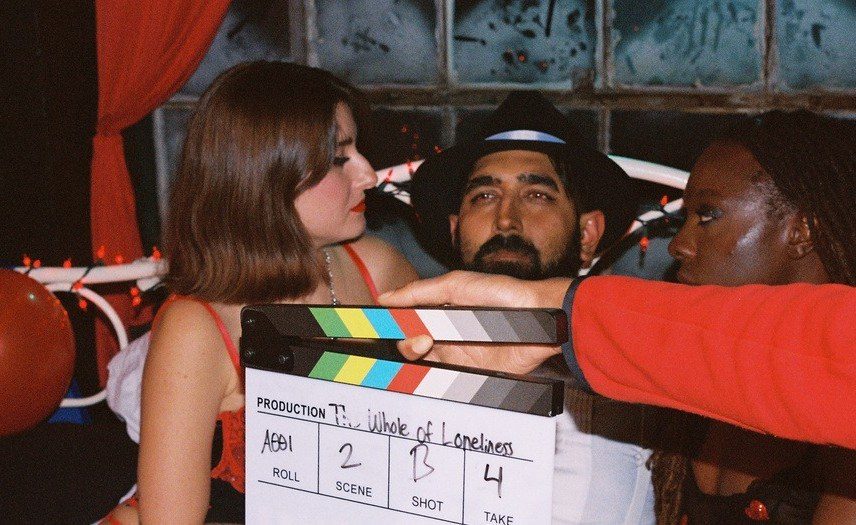 On set of The Whole of Loneliness